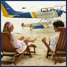 People on the Beach with a Private Plane 